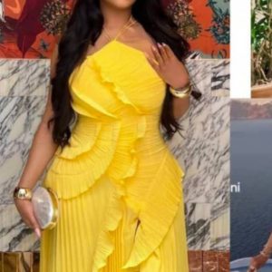 Yellow Ruffle One-Shoulder Maxi Dress